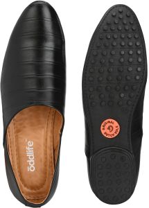 Mens Black Nagra Vertical Stitch Slip-On Shoes