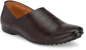 Mens Brown Nagra Sleek Stitch Slip-On Shoes