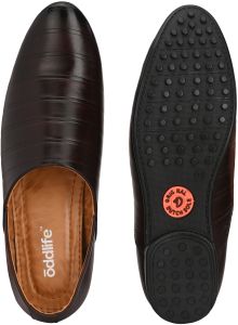 Mens Brown Nagra Sleek Stitch Slip-On Shoes