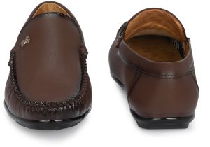 Mens Brown Loafer Logo Slip-On Shoes
