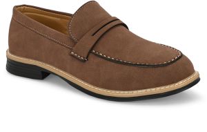 Mens Brown Loafer Suede Penny Strap Shoes