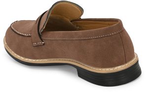Mens Brown Loafer Suede Penny Strap Shoes