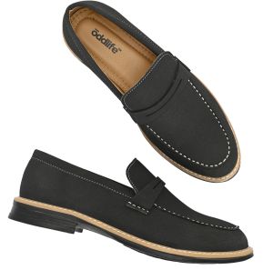Mens Black Loafer Contrast Penny Strap Shoes