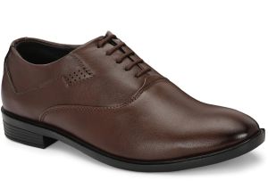Mens Brown Brogue Sleek Lace-Up Shoes
