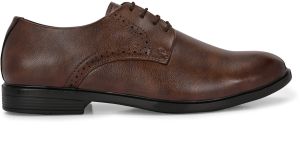 Mens Brown Derby Textured Lace-Up Shoes