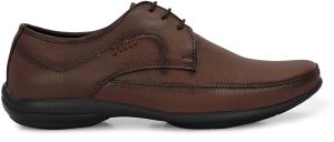 Mens Brown Derby Curved Lace-Up Shoes