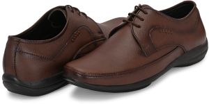 Mens Brown Derby Curved Lace-Up Shoes