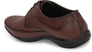 Mens Brown Derby Curved Lace-Up Shoes