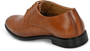 Mens Tan Derby Elegant Lace-Up Shoes
