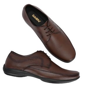 Mens Brown Derby Curved Lace-Up Shoes