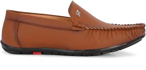 Mens Tan Loafer Logo Slip-On Shoes