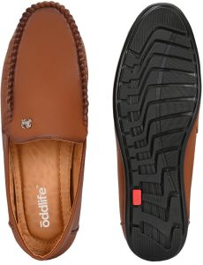 Mens Tan Loafer Logo Slip-On Shoes