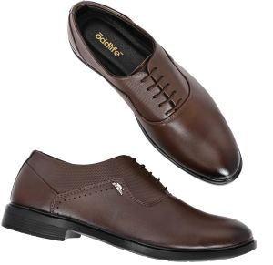 Mens Brown Derby Horsebit Lace-Up Shoes