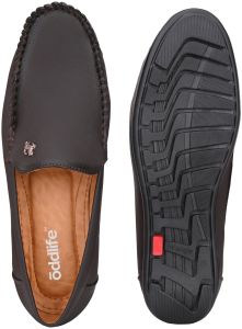 Mens Brown Loafer Logo Slip-On Shoes