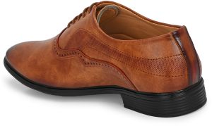 Mens Tan Brogue Polished Lace-Up Shoes