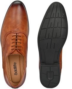 Mens Tan Brogue Polished Lace-Up Shoes