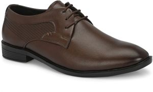 Mens Brown Derby Tailored Lace-Up Shoes