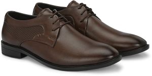 Mens Brown Derby Tailored Lace-Up Shoes