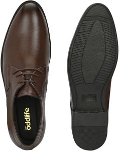Mens Brown Derby Tailored Lace-Up Shoes