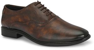 Mens Brown Brogue Distressed Lace-Up Shoes