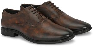 Mens Brown Brogue Distressed Lace-Up Shoes