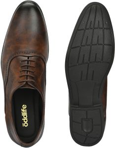 Mens Brown Brogue Distressed Lace-Up Shoes