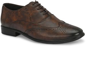 Mens Brown Brogue Classic Lace-Up Shoes