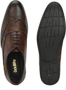Mens Brown Brogue Classic Lace-Up Shoes