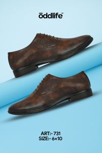 Mens Brown Brogue Distressed Lace-Up Shoes