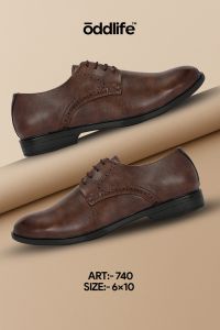 Mens Brown Derby Textured Lace-Up Shoes