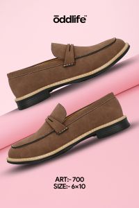 Mens Brown Loafer Suede Penny Strap Shoes