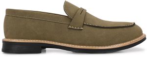 Mens Olive Loafer Earth-Tone Penny Strap Shoes