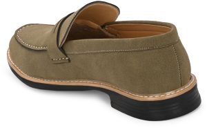 Mens Olive Loafer Earth-Tone Penny Strap Shoes