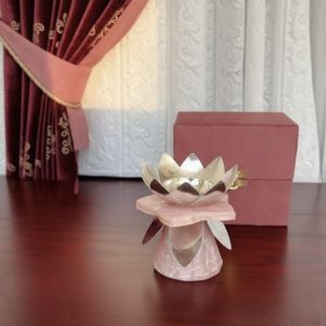 German Silver Lotus Flower Diya