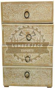 Artisan Mango Whitewash Floral Drawer Chest