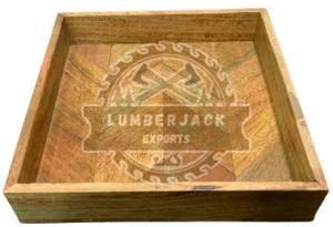 Chevron Pattern Wooden Serving Tray