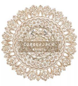 Decorative Sheesham Radiant Floral Leaf Motif Accent Wall Panel