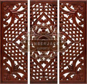 Decorative Sheesham Triple Panel Floral Vine Wall Accent