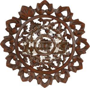 Decorative Teak Floral Concentric Wall Accent Panel