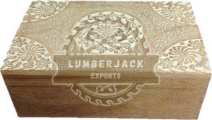 Decorative Wood Carved Floral Storage Box