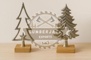 Metallic Christmas Tree Duo with Central Star Cutouts