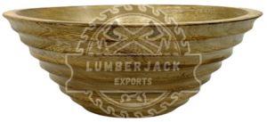 Ridge Band Mango Wood Conical Bowl