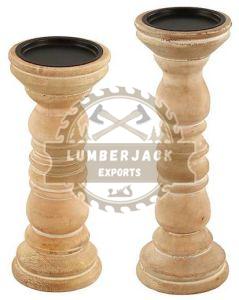 Rustic Stacked Wooden Candle Holder