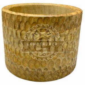 Textured Oval Mango Wood Utility POT