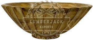 Vertical Groove Mango Wood Fluted Bowl