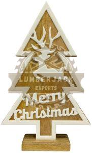 Wooded Layered Tree Ornament with Reindeer Cutout & Text