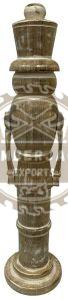 Wooden Antique Column Sculpture with Arm Extensions