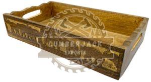 Wooden Hand Carved Elephant Design Serving Tray
