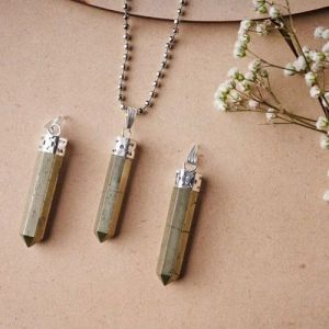 Natural Pyrite Pencil Pendant