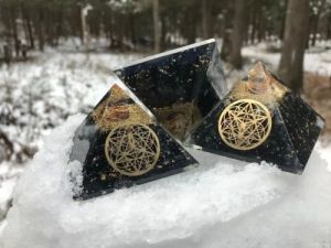 Black Tourmaline Shree Yantra Orgone Pyramid